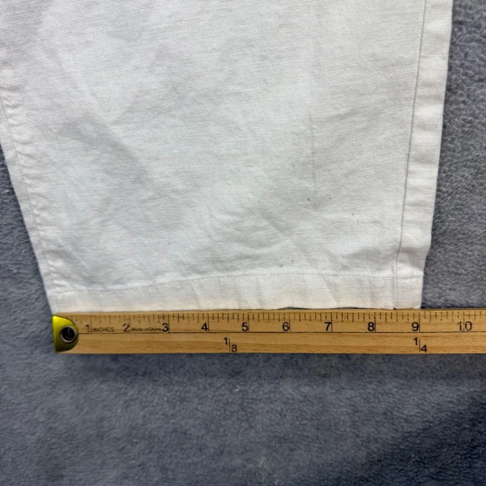 Onia Linen Blend Pants Mens 38x30‎ Cream Button Fly Straight Lounge Resort Beach